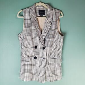 Sanctuary Lonny Sleeveless Plaid Preppy Career Academia Blazer Vest Size Medium